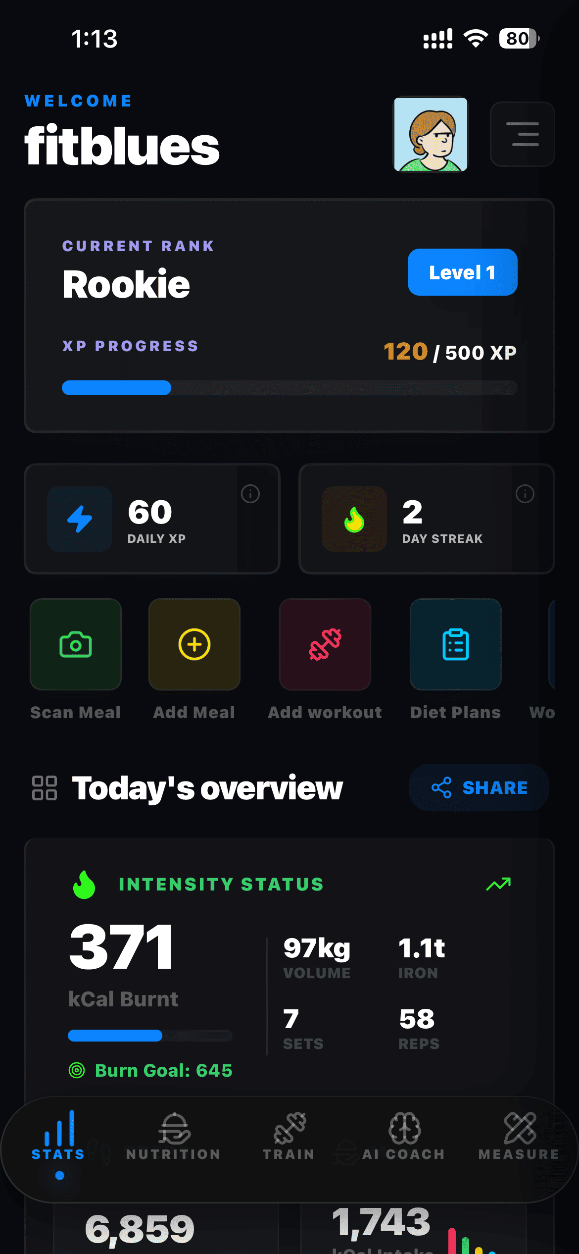 FitBlues screen 1